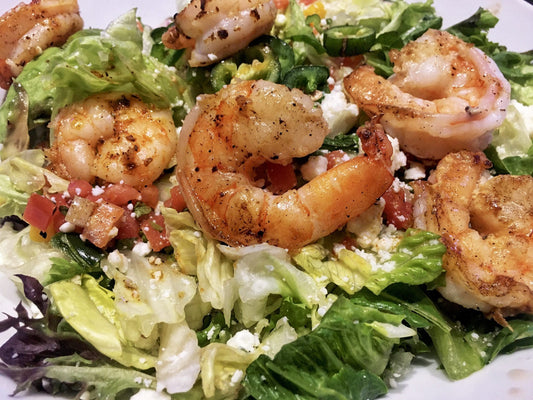 Grilled Lemon Pepper Shrimp Salad with Strawberries and Feta Recipe