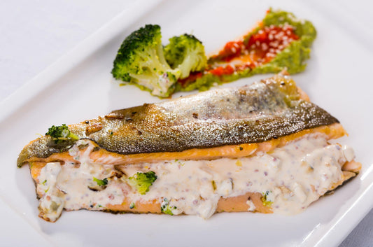 Grilled Steelhead Trout with Creamy Dijon Dill Garlic Sauce Recipe